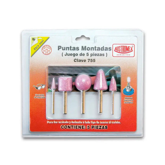 Kit de puntas montadas para desbaste, rebabeo y acabado de todo tipo de metales ferrosos y soldadura Cod.755