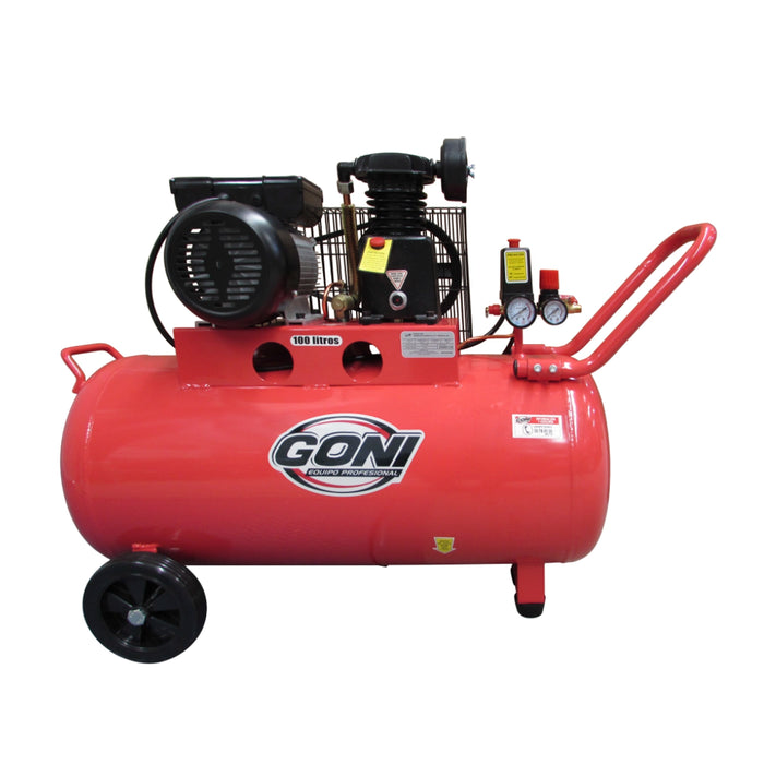 Compresor de banda de 1HP y tanque de 100 litros