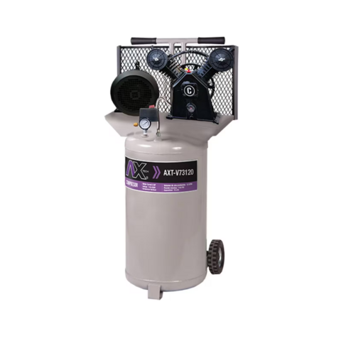 Compresor Vertical 72Lts Cabezal 2 Pistones En V, Motor Carroll 3Hp, 110-220V. AXT-V73120