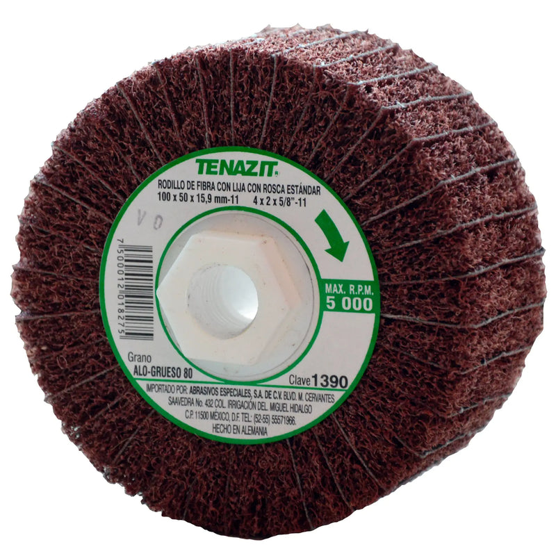 Rodillo de fibra combinado con fibra grano grueso y óxido de aluminio gano 80 de 100 x 50 x 15.9-11 mm 1390