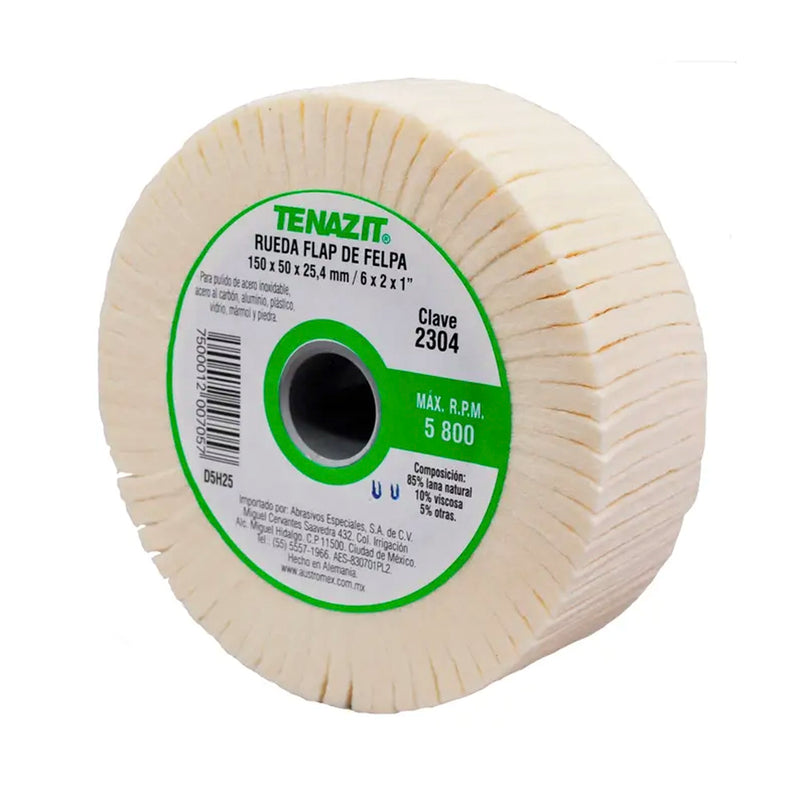 Rueda flap de felpa de 150 x 50 x 25.4 mm para pulido 2304
