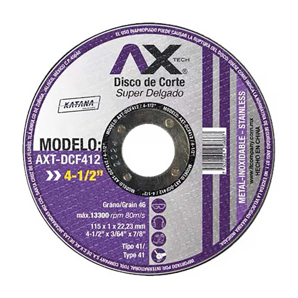Disco De Corte Super Delgado De 4 1/2" X 1.2Mm AXT-DCF412