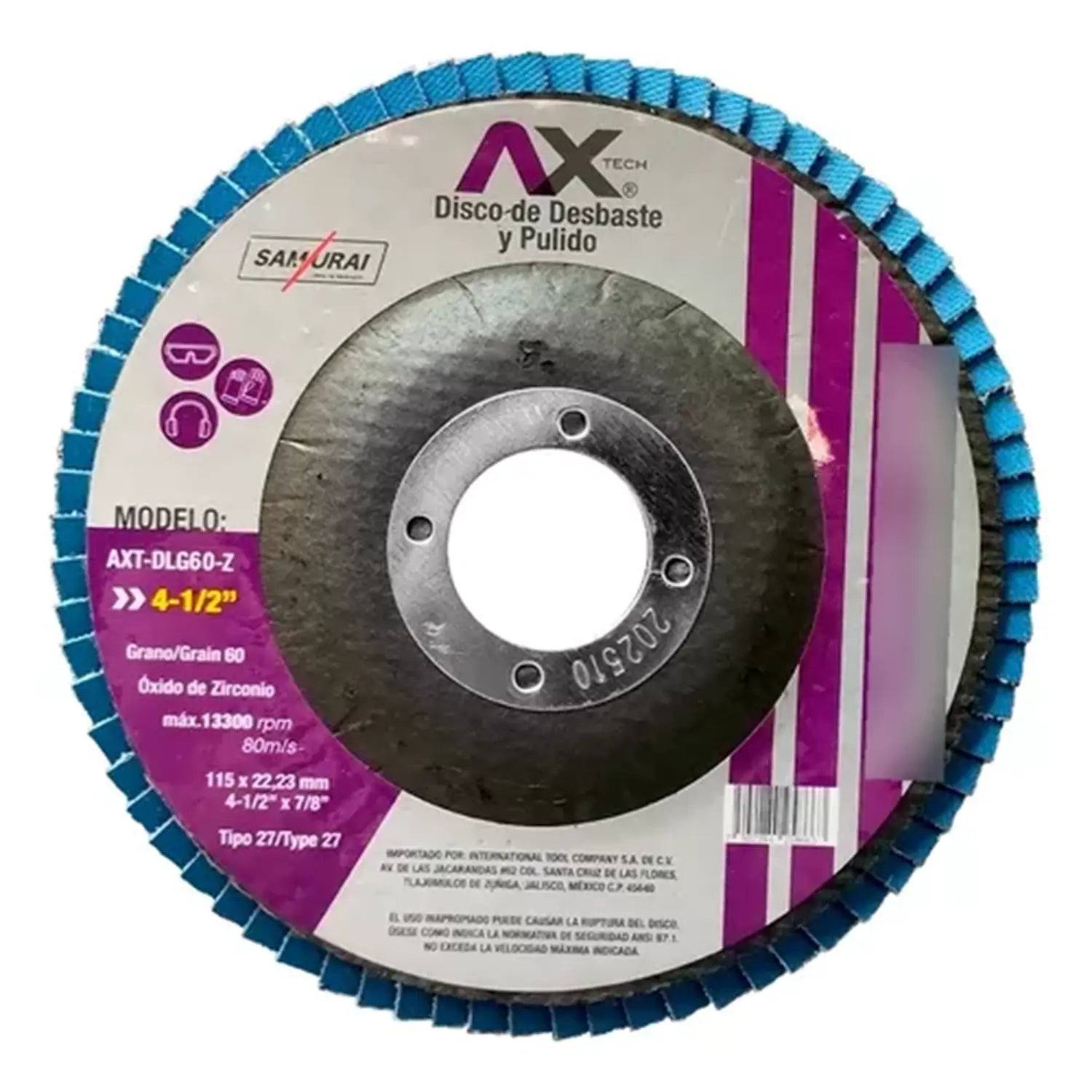 Disco Laminado Para Desbaste Y Pulido De Oxido De Zirconio De Grano 60, 4 1/2″ AXT-DLG60-Z