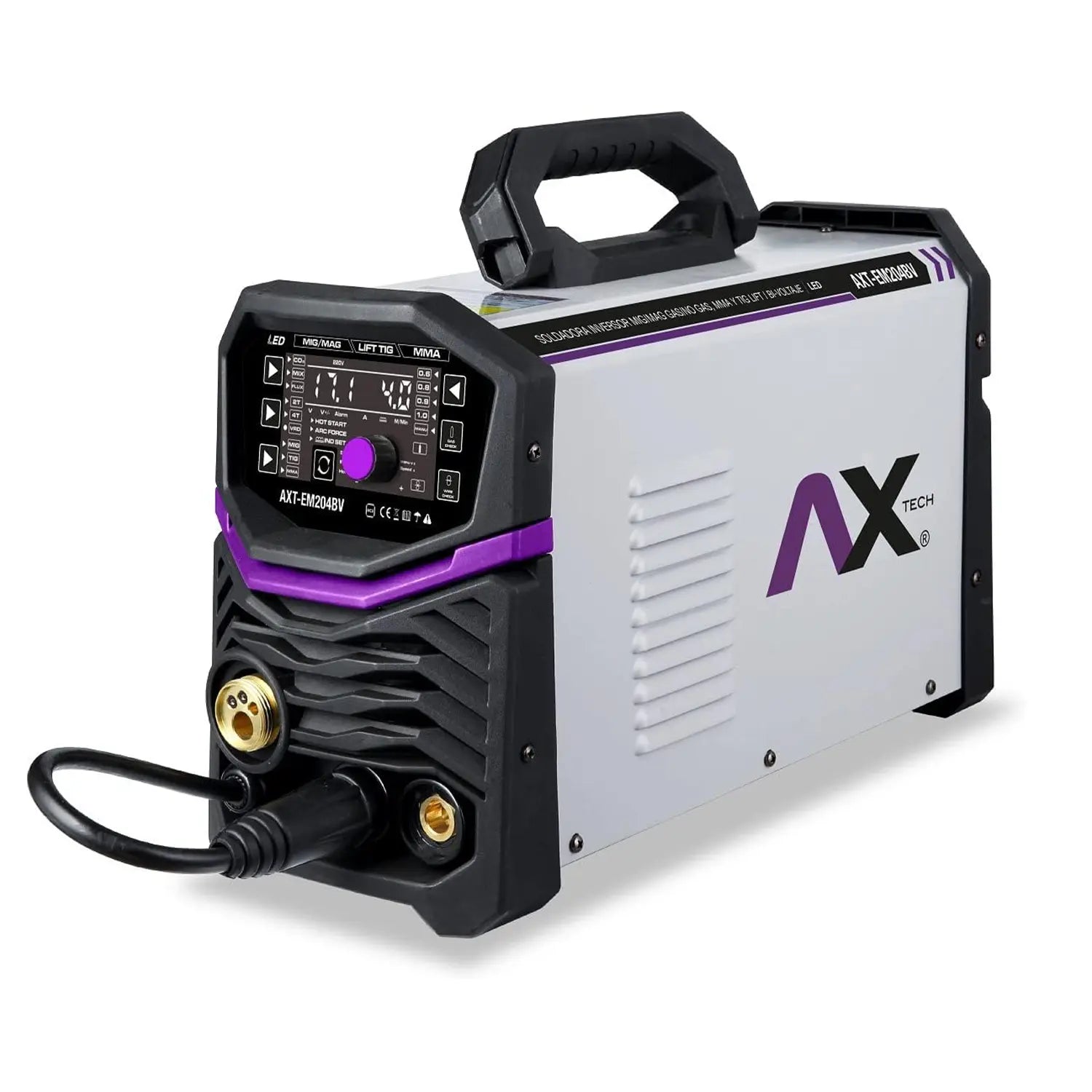 Soldadora Inversora 200A Mig/Mag, Electrodo Y Tif Lift, Con Pantalla Led Bivoltaje AXT-EM204BV