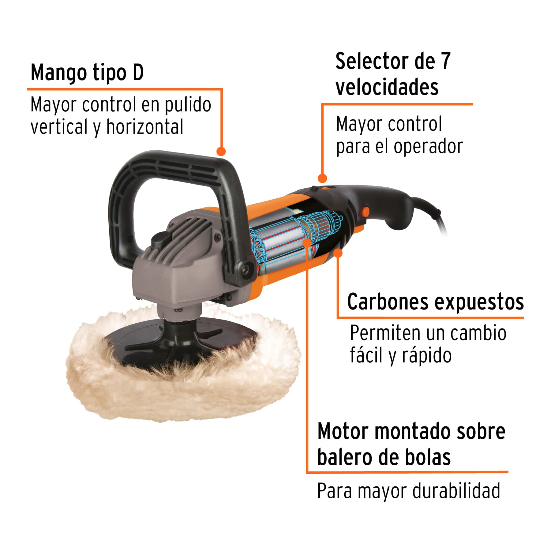 Pulidora velocidad variable 7" pula-7n