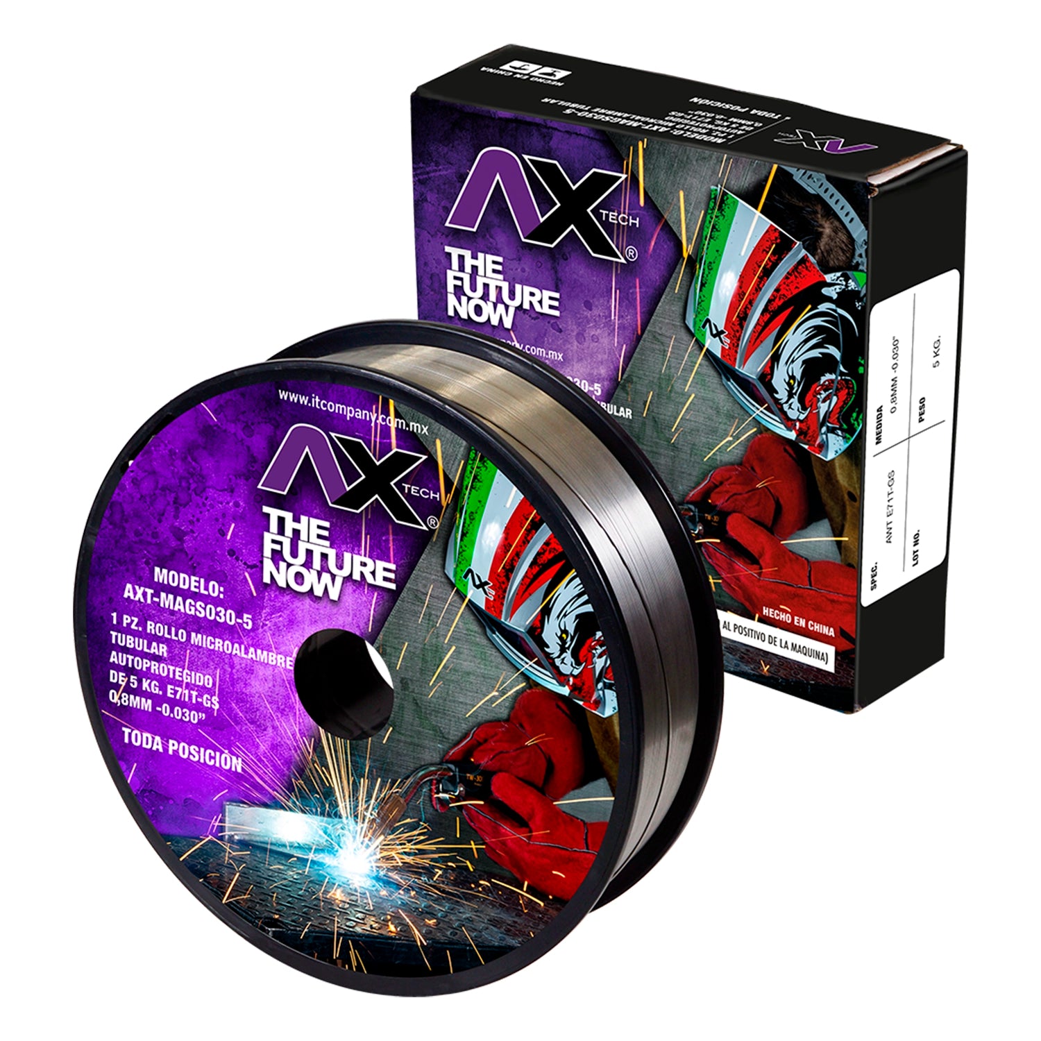Rollo De Microalambre Tubular (No Gas), 2Lb, 0.030" E71T-Gs AXT-MAGS030