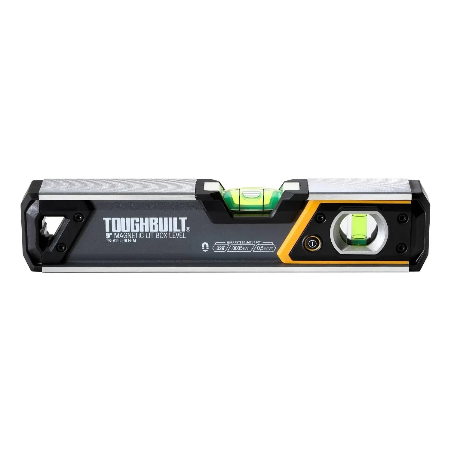 Nivel Magnético De Burbuja Iluminada De 23 cm (9""), Para Entornos Con Poca Luz, ToughBuilt® TB-H2-L-9LH-M
