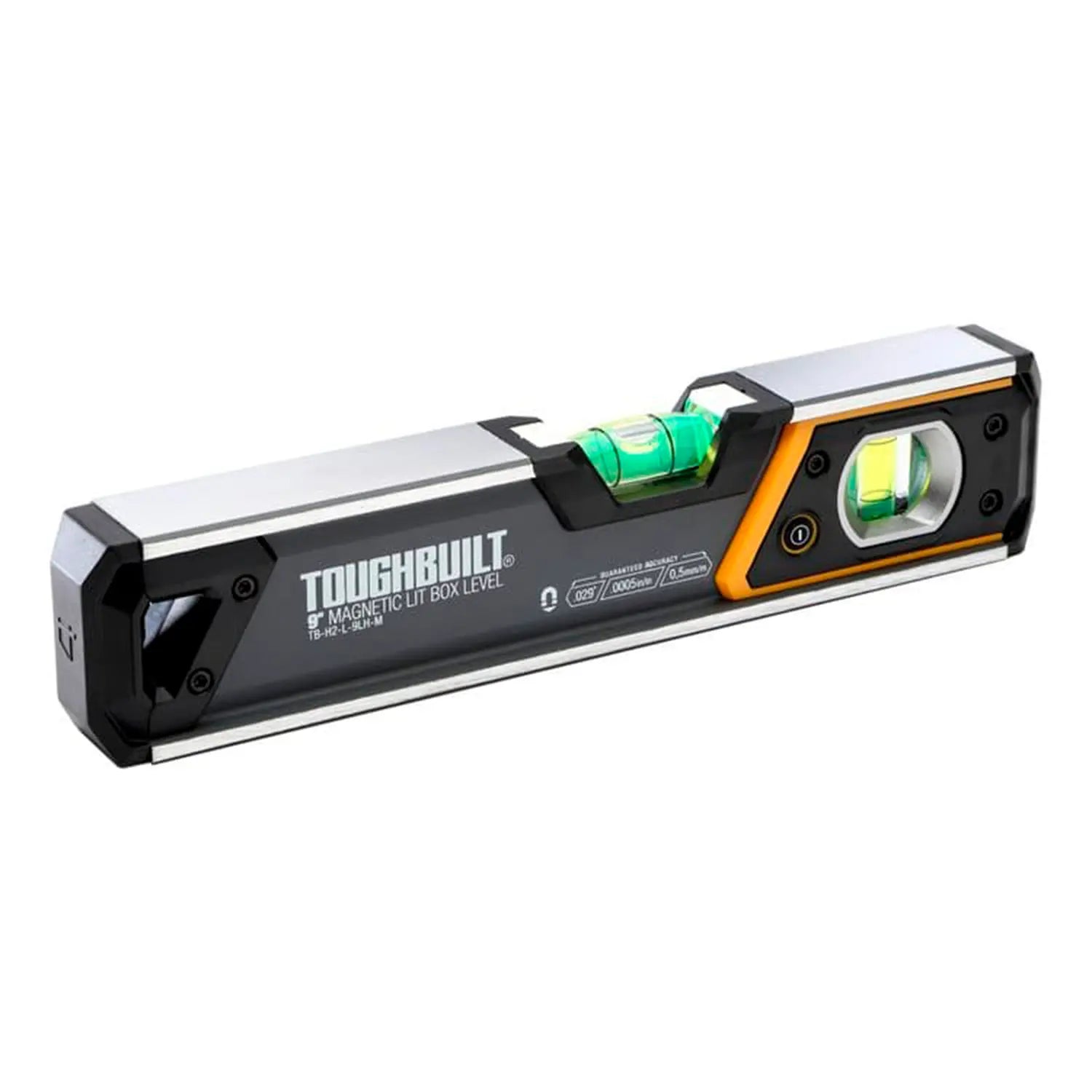 Nivel Magnético De Burbuja Iluminada De 23 cm (9""), Para Entornos Con Poca Luz, ToughBuilt® TB-H2-L-9LH-M