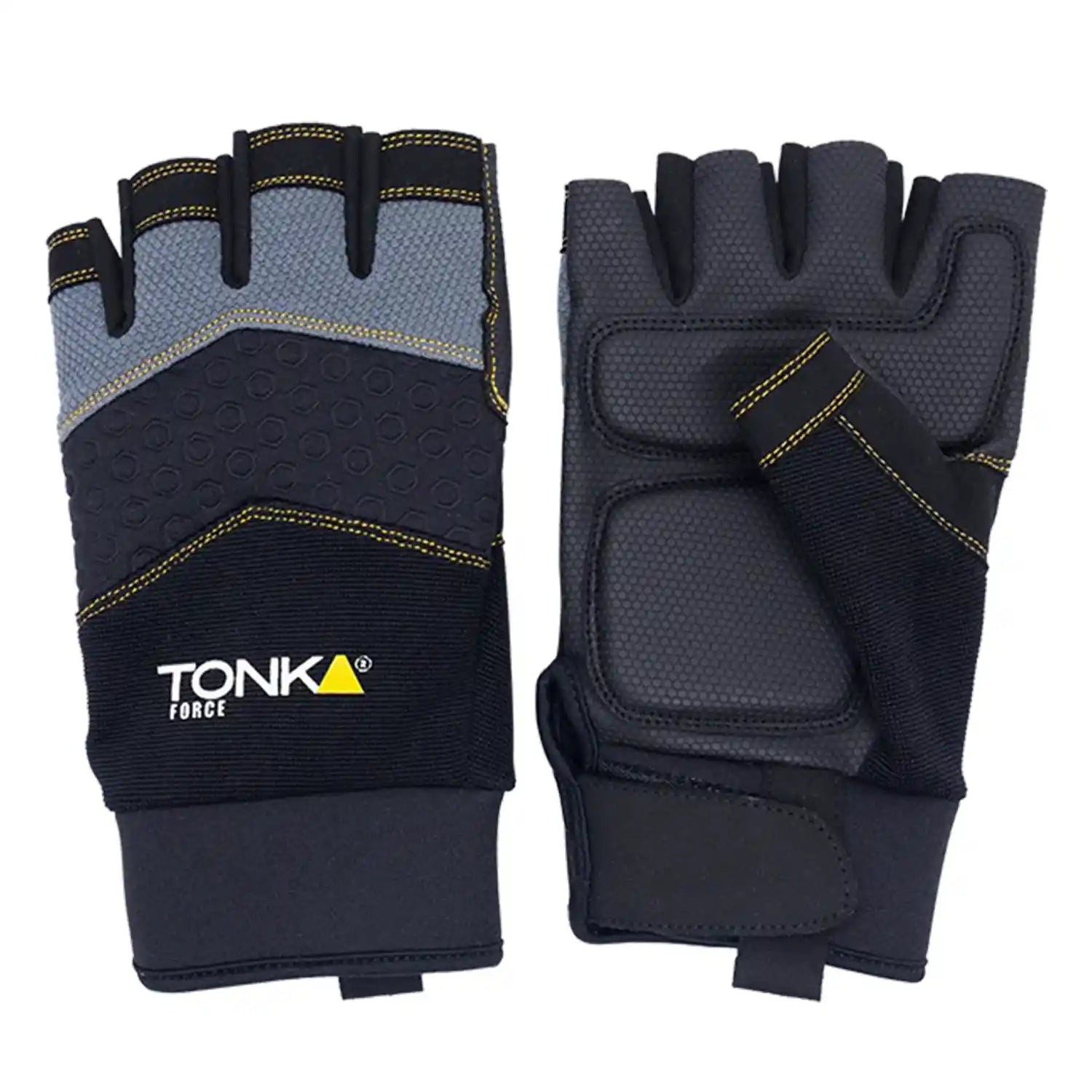 Guantes para mecánico sin dedos anti-impacto de palma segmentada TKA-GCISD4011