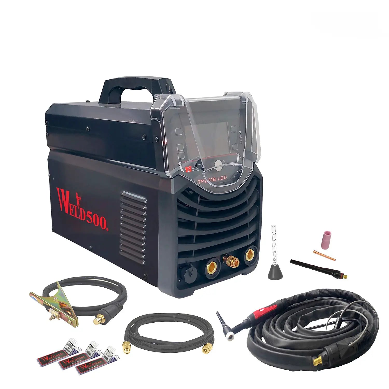Máquina para soldar Weld500 tipo Inversor Para Tig DC, DC pulsado y electrodo revestido	WLDMS-TP251B-LCD-K