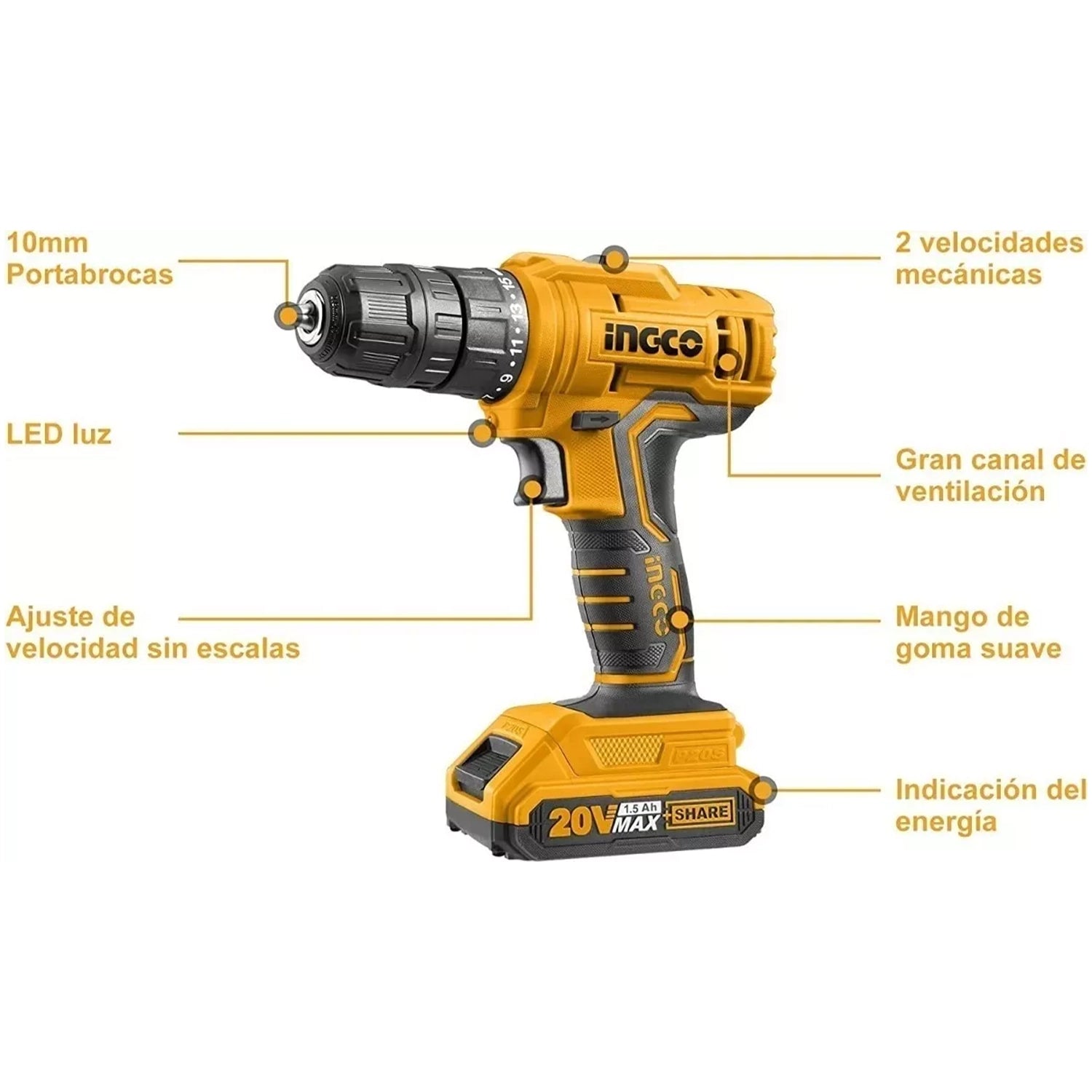 Taladro Inalambrico Indicador Led UCDLI20012