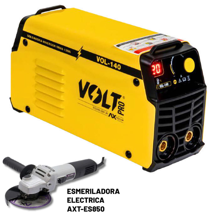Combo Volt Pro VOL-140ES: soldadora 120 A, esmeriladora y diez discos — vista principal