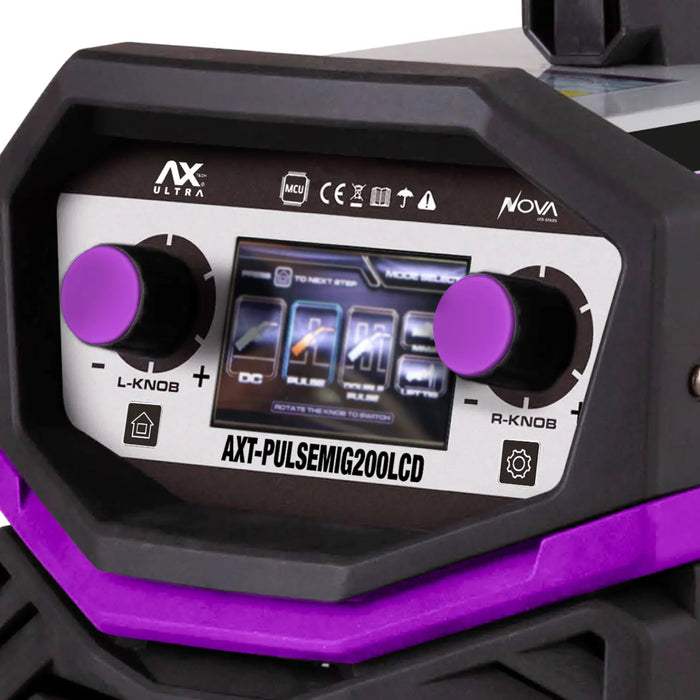 Soldador Inversor Mig Gas/No Gas Doble Pulsado,Tig Y Electrodo AXT-PULSEMIG200LCD