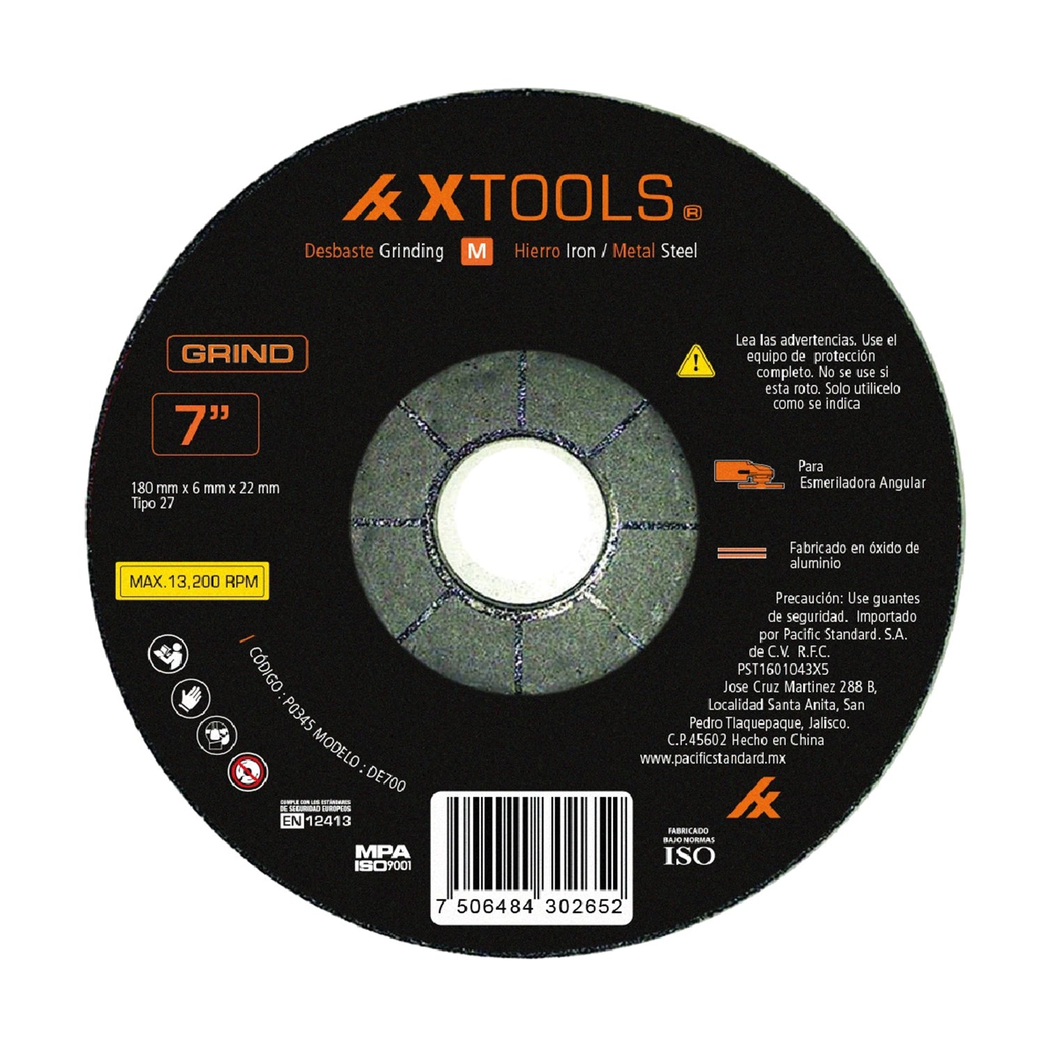 Disco desbaste 7x 1/4 x 7/8"  180x6x22.2 mm pacific std
