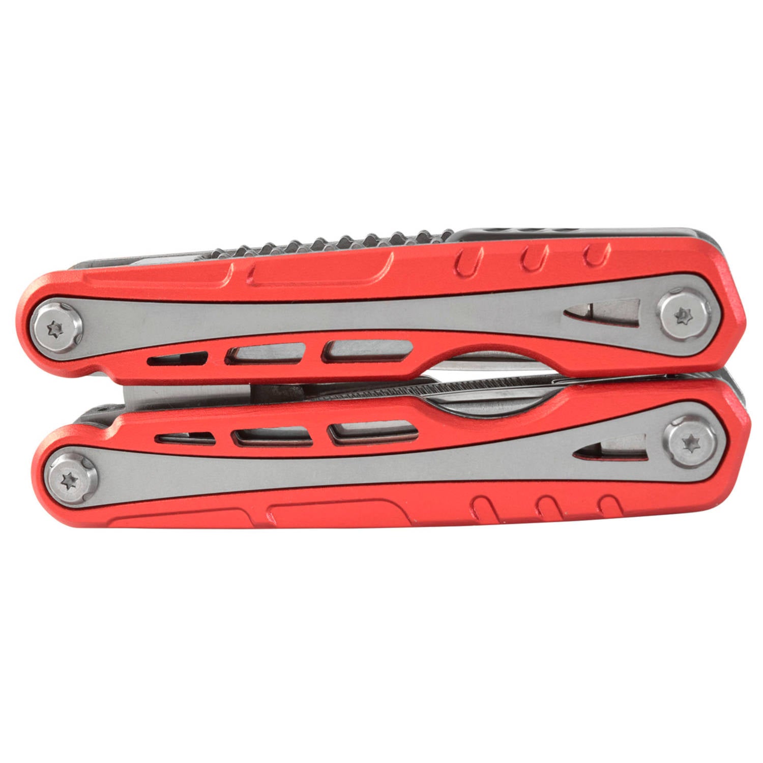 Multiherramienta con 12 usos, mango aluminio rojo con funda K900177