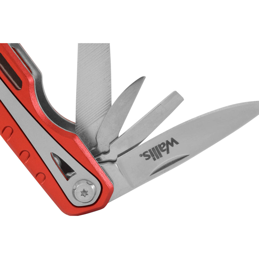 Multiherramienta con 12 usos, mango aluminio rojo con funda K900177